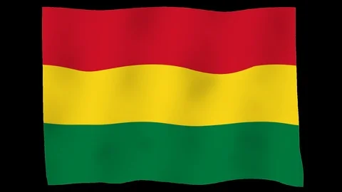 Flag of Bolivia, 60 fps, slow motion, lopped, alpha channel Stock Footage 100589599