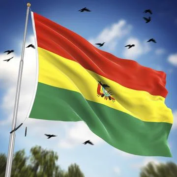 Flag of Bolivia, This is a computer generated and 3d rendered image Stock Illustration