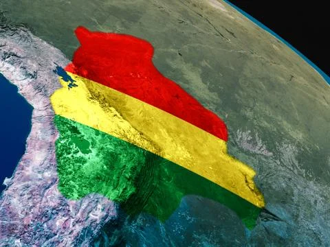 Flag of Bolivia from space Stock Illustration