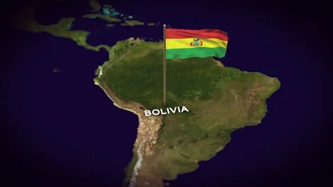 The Flag of Bolivia on the World Map, Bolivia map with flag 3d animation Stock Footage 289647227