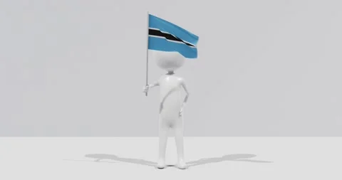 Flag of Botswana. 3D Character holding and waving Portuguese flag 4K UHD 60FPS Stock Footage 222555822