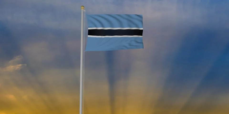 Flag of Botswana against a radiating sunburst Stock Illustration