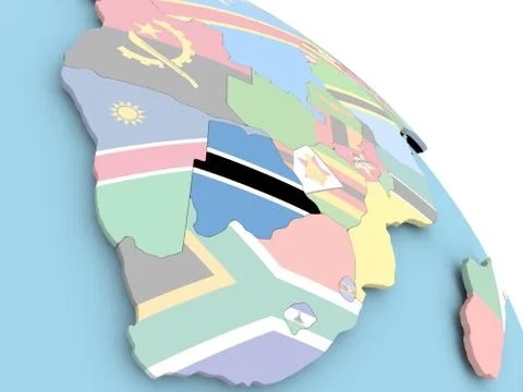 Flag of Botswana on globe Stock Illustration