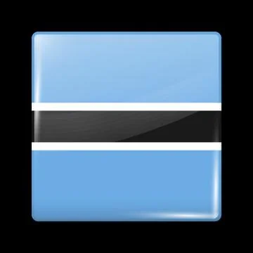 Flag of Botswana. Glossy Icon Square Shape. Vector Stock Illustration