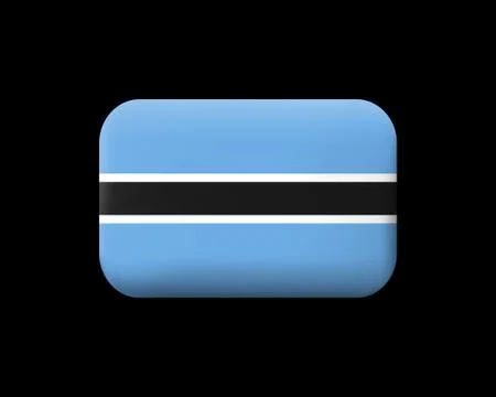 Flag of Botswana. Matted Vector Icon and Button. Rectangular Shape with Round Illustrazione stock