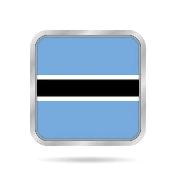 Flag of Botswana. Metallic gray square button. Stock Illustration