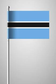 Flag of Botswana. National Flag on Flagpole. Isolated Illustration on Gray Stock Illustration
