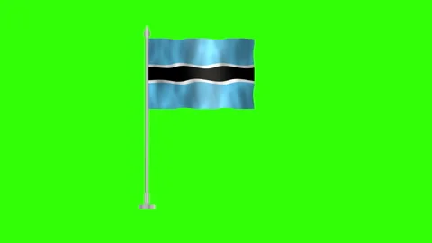 Flag of Botswana, Pole flag of Botswana on Green screen chroma key, Botswan.. Stock Footage 263980387