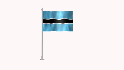 Flag of Botswana, Pole flag of Botswana on white screen, Botswana 3D Animat.. Stock Footage 263980533