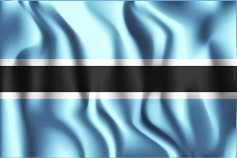 Flag of Botswana. Rectangular Icon. Waving Effect. Vector イラスト素材