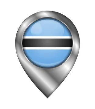 Flag of Botswana. Vector Sign and Icon. Location Symbol Shape. Silver Stock Illustration