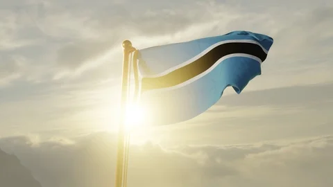 Flag of Botswana Waving, Realistic Animation, 4K UHD 60 FPS Slow-Motion Stock Footage 129229556