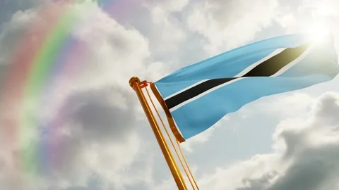 Flag of Botswana Waving, Realistic Animation, 4K UHD 60 FPS Slow-Motion Stock Footage 131769483