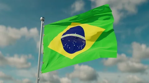 Flag of Brassil, looped, seamless Stock Footage 242722603