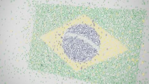Flag of BRAZIL being composed with numbers. Conceptual 3D rendering Stock Illustration