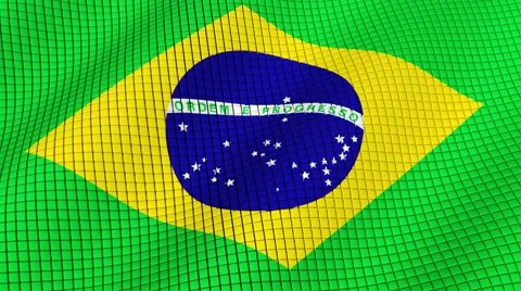 The flag of Brazil, is developing waves. Looped. Full HD 1080. Video stock 55156824