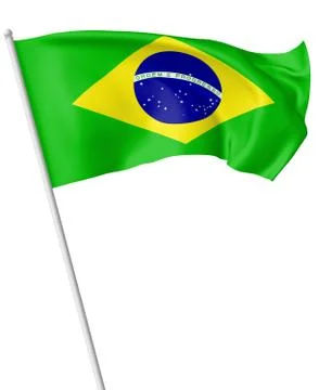 Flag of Brazil on flagpole Stock Illustration