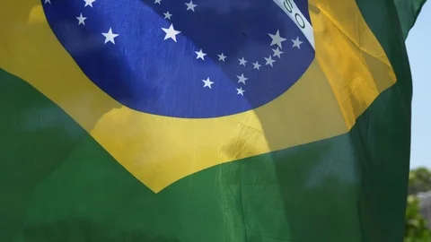 Flag of Brazil flaming in the wind. Stock Footage 127055331