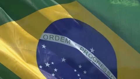 Flag of Brazil flaming in the wind. Stock Footage 127055352