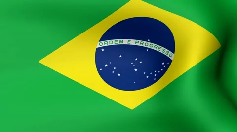Flag of Brazil, fluttering in the wind. 3D rendering. Looping video. Video stock 65174697