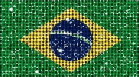 Flag of Brazil glitter background - looping with reflectors and sparkles Stock Footage 54603202