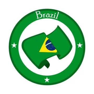 Flag of Brazil on a label Ilustração Stock