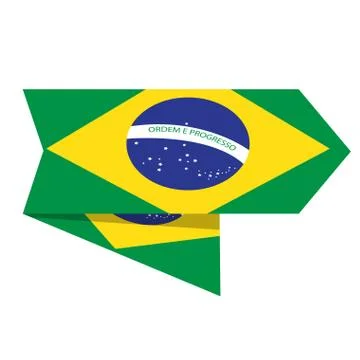 Flag of Brazil on a label Stock Illustration