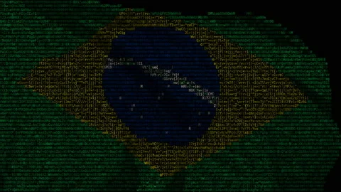 Flag of Brazil made of computer code, looping animation Stock Footage 145030507