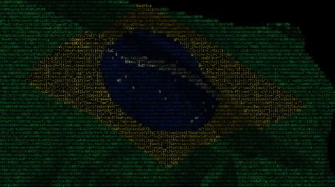 Flag of Brazil made of computer code, 3d rendering Illustrazione stock