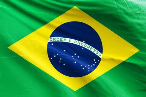 Flag of Brazil on the mast Stock Photos
