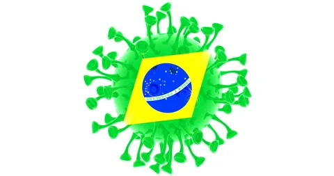 Flag of Brazil on Seamless looping 3D animation of the covid-19 Corona Virus Stock Footage 166460970