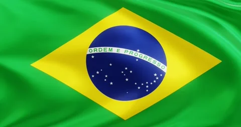 Flag of Brazil, Seamless looping animation fluttering in the wind Stock Footage 172500108