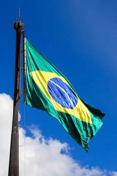 Flag of Brazil stretched Stock Photos
