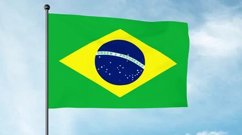 The flag of Brazil, Verde e amarela, Auriverde, "Ordem e Progresso" Stock Illustration