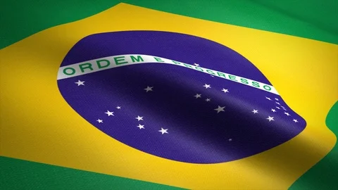 Flag of Brazil. Waving flag with highly detailed fabric texture seamless Stock-Footage 121846960