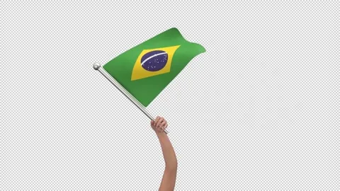 Flag of Brazil waving in hand - 3d render looped with alpha channel. Stock Footage 242570783