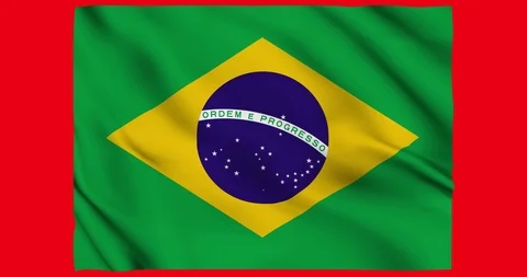 Flag of Brazil waving on a samless loop over an easily removable background Stock Footage 98370958