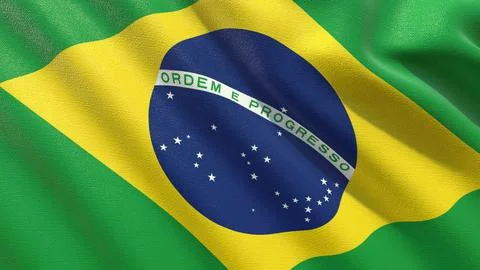 Flag of Brazil waving in the wind 3d-rendering イラスト素材