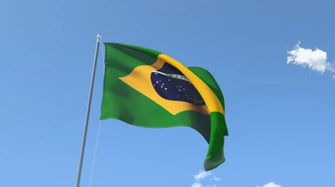 The flag of Brazil Waving on the Wind. Stock Footage 40546898