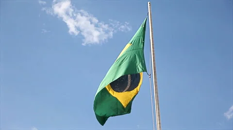 The Flag Of Brazil Waving On The Wind Stock Footage 68024999