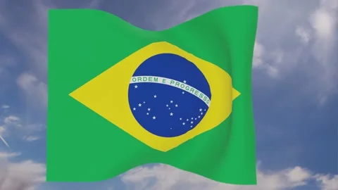Flag of Brazil waving at wind 库存影片 151290125