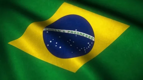Flag of Brazil waving in the wind with high detailed fabric texture - seaml.. Stock-Footage 70565488