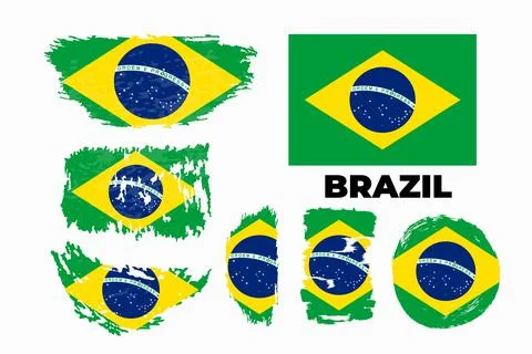Flag of Brazil on white background. Vector illustration in trendy flat style Stock Illustration
