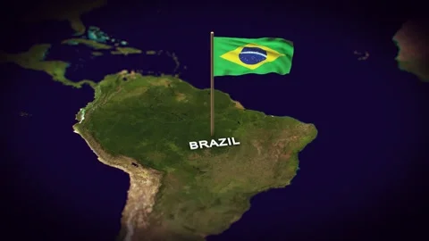 The Flag of Brazil on the World Map, Brazil map with flag 3d animation Stock Footage 289638860