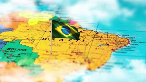 The Flag of Brazil in the World Map Stock Footage 213030429