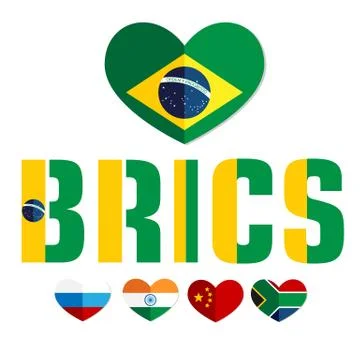 Flag of the BRICS countries color web icon Illustrazione stock