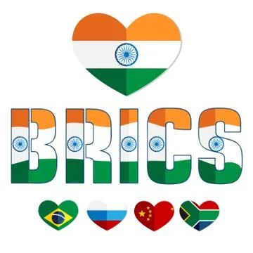 Flag of the BRICS countries color web icon Stock Illustration