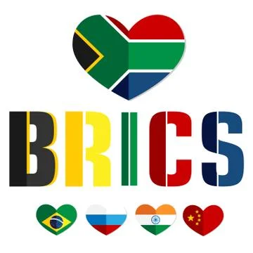 Flag of the BRICS countries color web icon Stock Illustration