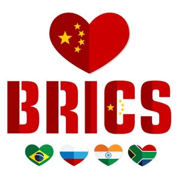 Flag of the BRICS countries color web icon Stock Illustration