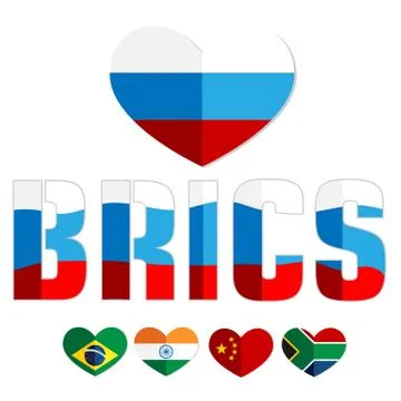 Flag of the BRICS countries color web icon Stock Illustration